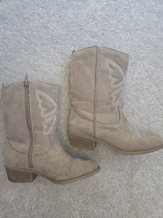 Old Navy Other - Old Navy Girls Suede Mid-Calf Heeled Boots - Tan